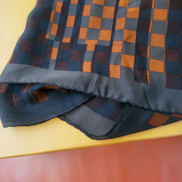 Louis Vuitton Red Checkered Chess Patterned Scarf 100% Silk. - Picture 2 of 8